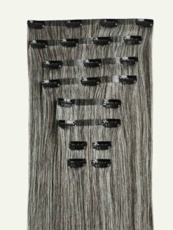 20" Seamless Light Gray Clip-Ins (180g) -Hair Extensions Shop Luxy Hair Extensions Light Grey Seamless StackedWefts