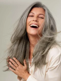 16" Seamless Light Gray Volume Bundle Clip-Ins -Hair Extensions Shop Luxy Hair Extensions Light Grey 16 After Closeup fb6b1bb7 9320 4f4c b972 883d6475138f