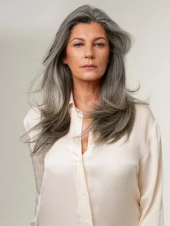 16" Classic Light Gray Clip-Ins (160g) -Hair Extensions Shop Luxy Hair Extensions Light Grey 16 After Front 2 3e9fed02 2f22 44a7 829a c4c18fd42ee8