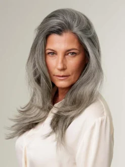 16" Light Gray Halo® Hair Extensions (140g) -Hair Extensions Shop Luxy Hair Extensions Light Grey 16 After Front 3 03847171 b6a9 42b8 ae44 8e1af9111db0
