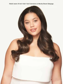 12" Mocha Brown Balayage Halo® Hair Extensions (150g) -Hair Extensions Shop Luxy Hair Extensions Mocha Brown Balayage 12 Inch Halo After Front 2023