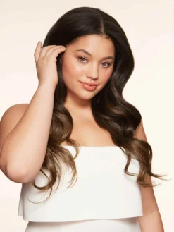 20" Mocha Brown Balayage Halo® Hair Extensions (180g) -Hair Extensions Shop Luxy Hair Extensions Mocha Brown Balayage 20 After NS2