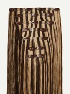 16" Seamless Mocha Brown Highlights Volume Bundle Clip-Ins -Hair Extensions Shop Luxy Hair Extensions Mocha Brown Highlights Seamless 16 Inches StackedWefts 5b558a13 b1dd 4498 bae0 bc14f05c2523