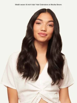 12" Mocha Brown Halo® Hair Extensions (150g) -Hair Extensions Shop Luxy Hair Extensions Mocha Brown 12 Inch Halo After Front 2023