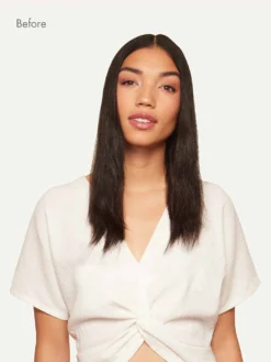 20" Mocha Brown Halo® Hair Extensions Volume Bundle -Hair Extensions Shop Luxy Hair Extensions Mocha Brown Before Front d044f8db 2b30 4129 a727 efd1ce284ee9