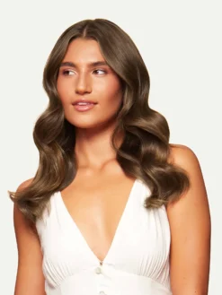 16" Neutral Brown Halo® Hair Extensions (140g) -Hair Extensions Shop Luxy Hair Extensions Neutral Brown 16 After Side