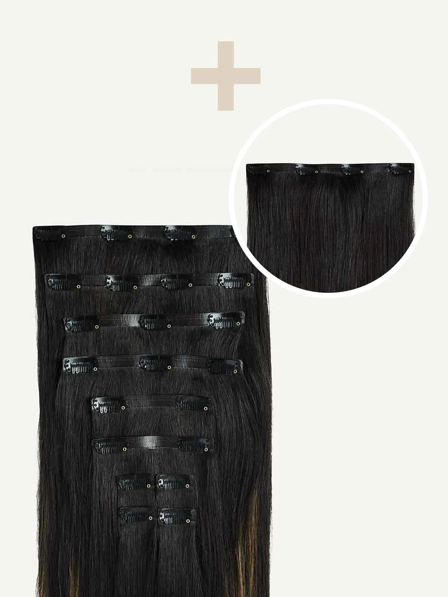 20" Seamless Off Black Bronde Balayage Volume Bundle Clip-Ins 6 20" Seamless Off Black Bronde Balayage Volume Bundle Clip-Ins - Image 6