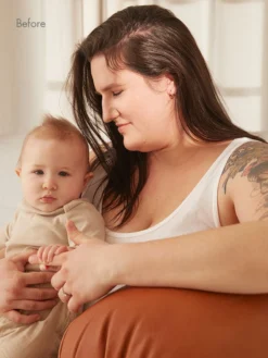 12" Chocolate Brown Thinning Hair Fill-Ins (50g) -Hair Extensions Shop Luxy Hair Extensions OnFig 4thTrimester Christine 1 Before