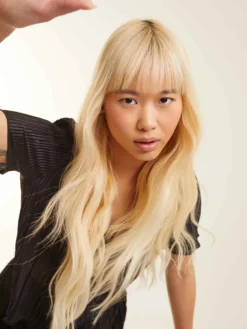 20" Platinum Blonde Halo® Hair Extensions (180g) -Hair Extensions Shop Luxy Hair Extensions Platinum Blonde After Front 2