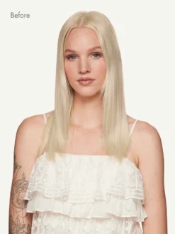 16" Seamless Platinum Blonde Volume Bundle Clip-Ins -Hair Extensions Shop Luxy Hair Extensions Platinum Blonde Before Front e45435a3 1130 4df0 8f8b 0fc510289d40