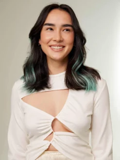 16" Aquamarine Peekaboo Halo® Hair Extensions (70g) -Hair Extensions Shop Luxy Peekaboo Ecomm AQUA 01