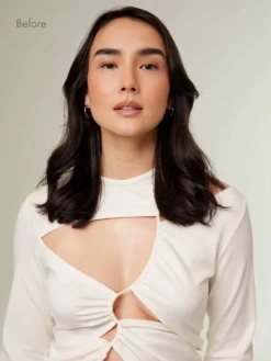 16" Aquamarine Peekaboo Halo® Hair Extensions (70g) -Hair Extensions Shop Luxy Peekaboo Ecomm AQUA Before Fr