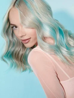 16" Aquamarine Peekaboo Halo® Hair Extensions (70g) -Hair Extensions Shop Luxy Peekaboo Hero AQUA Final 05