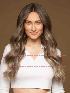 12" Seamless Ash Brown Highlights Clip-Ins (150g) -Hair Extensions Shop Luxy Hair Length Chart Sandy Brown Balayage