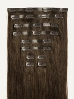 16" Classic Medium Natural Brown Clip-Ins (160g) -Hair Extensions Shop MedNeutralBrown StackedWeft 5419fb10 e74b 4833 bb24 48a3ff5c431e