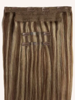 16" Chestnut Brown Highlights Halo® Hair Extensions (140g) -Hair Extensions Shop NEW Spec LX ChestnutBrownHighlight Weft 96f8e1c9 aee8 4263 9b43 f05dca2347d6