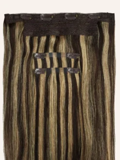 20" Mocha Brown Highlights Halo® Hair Extensions (180g) -Hair Extensions Shop NEW Spec LX MochaBrownHighlight Weft