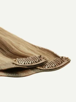 12" Chestnut Brown Highlights Thinning Hair Fill-Ins (50g) 14 12" Chestnut Brown Highlights Thinning Hair Fill-Ins (50g) -Hair Extensions Shop Off Fig 4th Trimester ChestnutBrownHighlights CloseUp