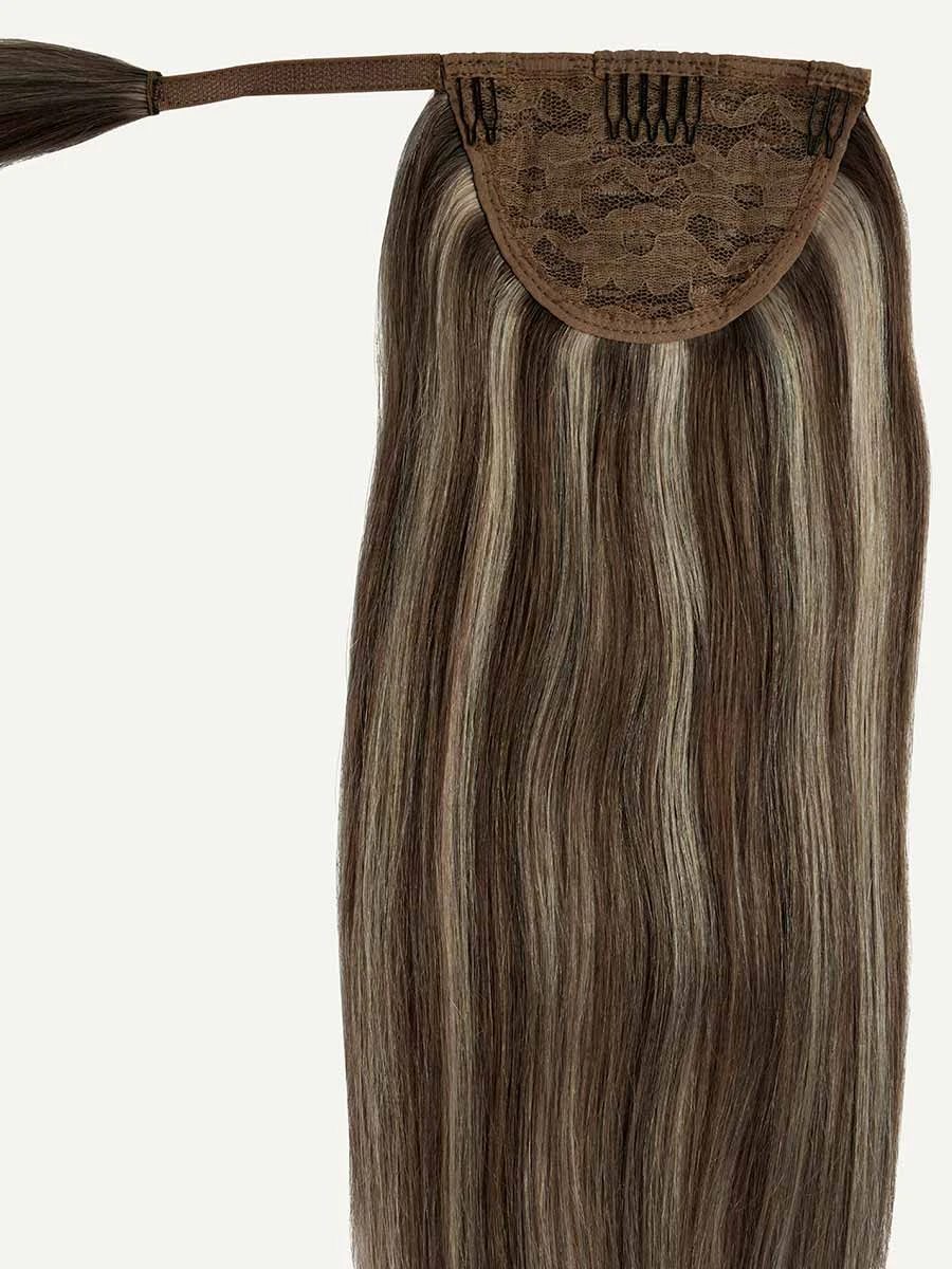 20" Ash Brown Highlights Ponytail Extension (120g) 5 20" Ash Brown Highlights Ponytail Extension (120g) - Image 5